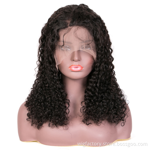 Factory Wholesale Price kinky curly human hair 360 lace wigs, pre plucked 360 lace frontal wig human hair